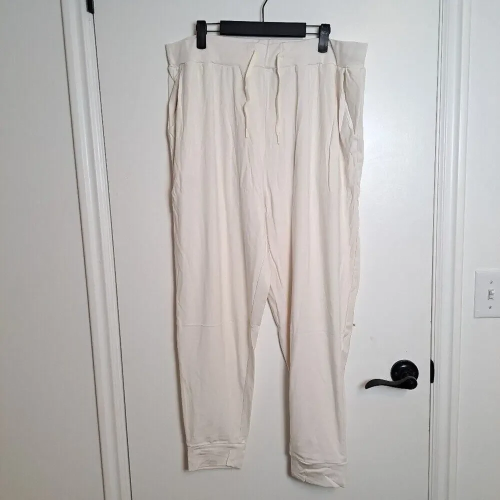 Cozy Earth White Cream‎ Elastic Waist Bamboo Jogger Pajama Pants Size 2XL